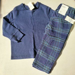 Gap Boys 18-24 Months Plaid Pants Blue Long Sleeve Top Winter NEW